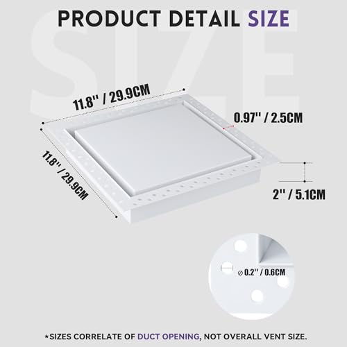 10x10 Wall Vent, Metal Ceiling Vents Covers Paintable HVAC Vent Cover Decorative Air Vents Modern Register Grille Flush Wall Vent for Walls Ceiling
