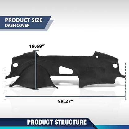 PIT66 Dash Cover Dashboard Compatible with Honda Acura TL 2004 2005 2006 2007 2008 TPE Black - size: 2004-2008 Honda Acura TL(Black)