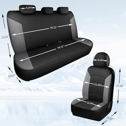 HChengkikz Car Seat Covers Full Set, Waterproof Neoprene Car Seat Covers, Airbag Compatible, Universal Fit for Most Sedans, SUVs, Trucks (Black + LightGray) - color: Black Lightgray, size: Full Set