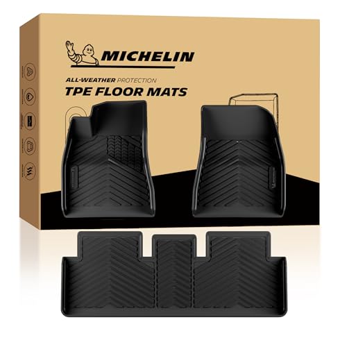 Michelin Vehicle Mat, All-Weather TPE Custom Fit Liner for Tesla Model 3 Floor Mats 2017-2023 (3 Piece), Premier A