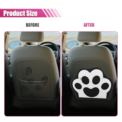 2PCS Car Kick Mats Backseat Protector, Dog Cat Paw Print Leather Car Back Seat Cover for Kids Pets, Waterproof Vehicle Seat Back Kick Mat Organizer to Protect from Dirt, Mud & Scratches(Black) - color: Black