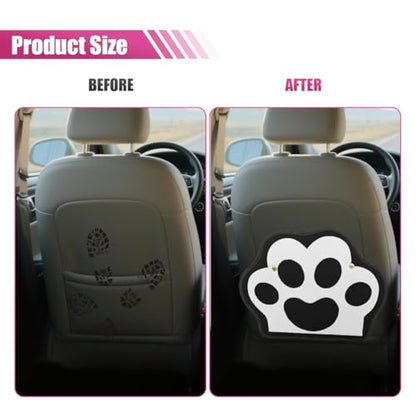 2PCS Car Kick Mats Backseat Protector, Dog Cat Paw Print Leather Car Back Seat Cover for Kids Pets, Waterproof Vehicle Seat Back Kick Mat Organizer to Protect from Dirt, Mud & Scratches(Black) - color: Black