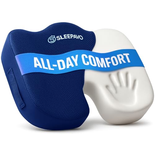 Sleepavo Office Chair Cushion - Seat Cushion for Tailbone Pain Relief - Butt Pillow for Coccyx, Sciatica, and Lower Back Pain - Orthopedic Chair Pad for Lumbar Support in Office Desk (Navy Blue) - color: Navy Blue