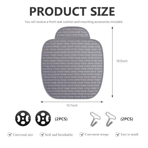 Front Car Seat Cover, Anti-Slip Driver Seat Cushion Protector with Storage Pocket, Cooling Breathable Linen Bottom Pad for Most Vehicle Front Seats, Car Accessories (Front Gray) - color: Front Gray