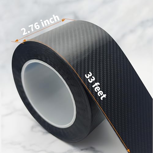 Door Sill Protectors for Vehicles, 2.76 Inch x 33 Ft Carbon Fiber Car Door Sill Protector Tape with Anti-Collision for Front and Rear Bumper, Car Door Edge Guards Universal for Most Vehicles