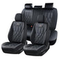 Huidasource Seat Covers Full Set, Universal Fit for Most Cars SUVs Trucks, Full Coverage Leather Car Seat Cover, Airbag, Cupholder Compatible, Seat Function Retain, Velcro Adjustable, Black - color: FS: Black, size: Full Set