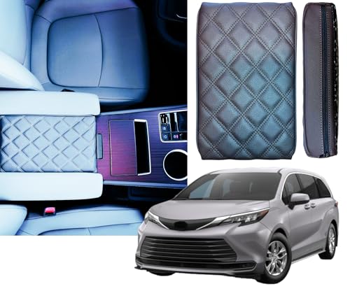 EMZ Leather Center Console Armrest Cushion Pad Accessories for Toyota Sienna 2021 2022 2023 2024 2025 (Brown) - color: Brown