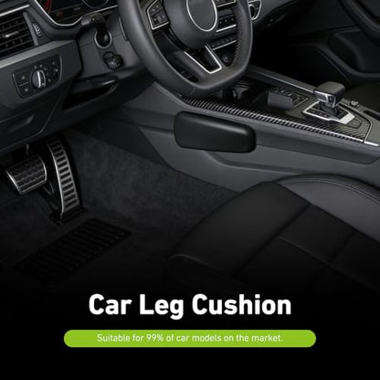 2 PCS Car Door Elbow Armrest Pads, Scratch-Resistant Soft Leather Knee Cushion for Leg Support, Car Interior Center Console Support Pillow, Universal for Most Vehicles (Black)