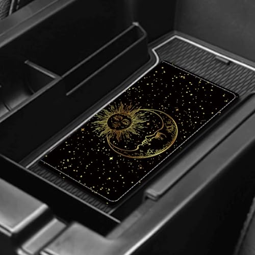Leather Car Registration and Insurance Card Holder, Cute Car Accessories Vehicle Glove Box Car Organizer for Documents, Cards, License Sun Moon - color: Sun Moon