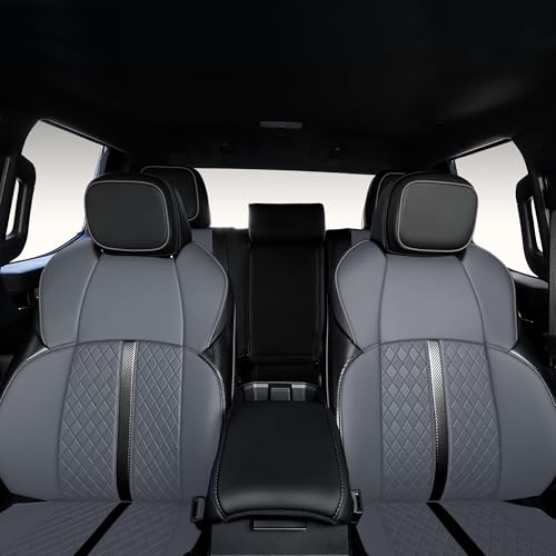 Custom Fit Seat Covers for 2025-2027 Toyota 4Runner (5-Seater), Waterproof Faux Leather Full Set, Full Coverage Protectors for SR5/TRD Off-Road/Sport/Limited/Trailhunter - Black+Grey