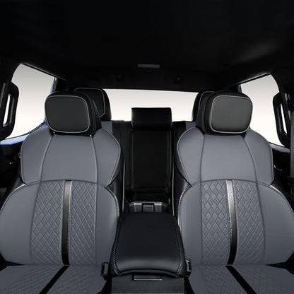 Custom Fit Seat Covers for 2025-2027 Toyota 4Runner (5-Seater), Waterproof Faux Leather Full Set, Full Coverage Protectors for SR5/TRD Off-Road/Sport/Limited/Trailhunter - Black+Grey