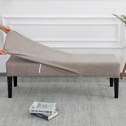 SPRINGRICO Stretch Dining Bench Cover, Removable Bench Slipcover Washable Bench Seat Protector Rectangle Bench Cover for Dining Room, Living Room, Bedroom, Kitchen (S3-Taupe) - color: S3-taupe