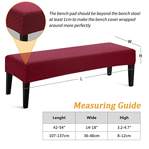 Fuloon Stretch Jacquard Dining Bench Cover - Anti-Dust Removable Bench Slipcover Washable Seat Cushion Protector for Bedroom, Kitchen, Hotel, Banquet (Burgundy) - color: Burgundy