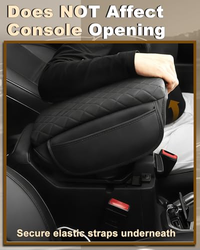Armrest Cover for Jeep Wrangler JL Center Console Pad with Organizer Storage Pockets, Black Faux Leather Arm Rest Lid Cushion Accessories (2018-2026 Wrangler JL/Gladiator JT)