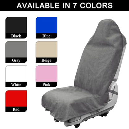 DXNQ Waterproof Car Towel Seat Cover, Sweating Non-Slip Premium Towel Carseat Cover Protector, Universal Soft Machine Washable Car Truck SUV Front Seat Cover for Gym Workout Beach Hiking (Gray) - color: Gray, 1pc, Front