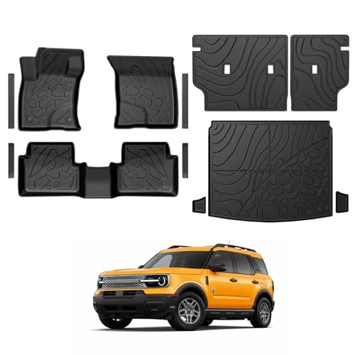 Floor Mats for Ford Bronco Sport 2021-2026, All Weather Floor Mats Trunk Cargo Liner with Backrest Protectors and Door Sill Guards Accessories, Full Coverage Set (Fit Compact Spare Tire) - size: For Ford Bronco Sport | 2021-2026