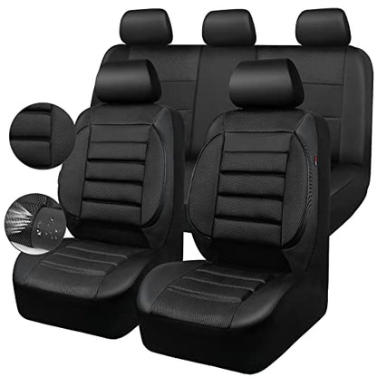 CAR PASS Breatherable Air Mesh Car Seat Covers Full Set, 3D Foam Back Support Automotive Seat Covers, All Season Car Seat Cover Fit Automotive,SUV,Sedan,Van, Airbag Compatible (Black) - color: Black Full Sets