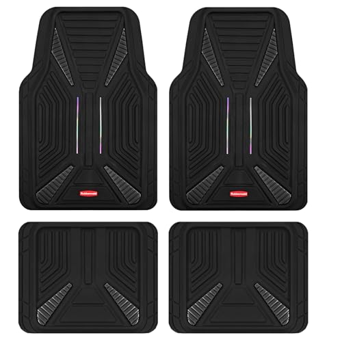 Rubbermaid Car Mat Full Set, Universal Trim-to-Fit Heavy-Duty Car Floor Mats – 4-Piece Set for All Weather Protection – Durable Rubber Mat for Cars, Trucks, SUVs & Vans-Black - color: Black