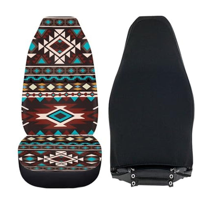 Dreaweet Aztec Car Seat Covers Front Seats Only Southwestern Car Accessories Interior 2 Piece Washable Universal High Back Bucket Seat Covers for Most Cars SUV Trucks - color: Aztec Southwestern