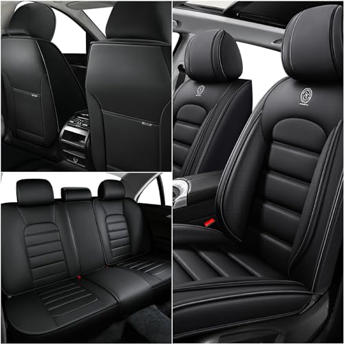 Car Seat Covers for Kia K5 2021-2026, Premium Nappa Leather, Waterproof, Anti-Slip, Full Coverage, Airbag Compatible, Breathable, All-Weather, Easy Install (2 Seats, Classic Black) - color: 2 Seats - Classic Black, size: Kia K5 2021-2026