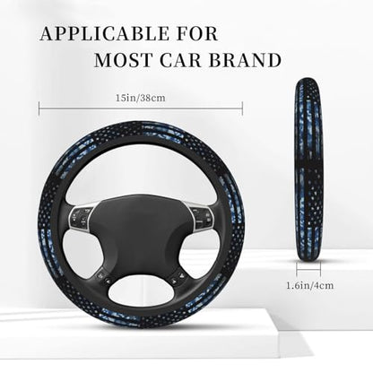 Navy Camo Camouflage Hunting American Flag Car Steering Wheel Cover,Non-Slip Elastic Neoprene-Sweat Car Accessories,Universal 15 Inch Fit Auto, Vans Trucks,Suvs, Truck - color: Navy Camo Camouflage Hunting American Flag