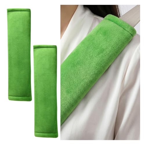 YoRise 2PCS Car Seat Belt Covers, Comfortable Fluff Auto Seat Strap Pads Protect Your Shoulder&Neck, Soft Vehicle Interior Harness Pad Accessories for Most Cars and Backpacks (Green) - color: Green