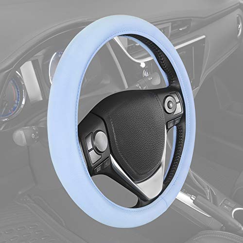 Carbella Ultra Soft Blue Steering Wheel Cover, Car Accessories for Women, Non-Slip Comfy Soft Grip Faux Leather Auto Steering Wheel Cover for Cars Trucks Vans SUVs Gift Idea - Fits Standard 15" Inches - color: Soft Blue
