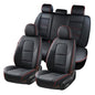 Coverado Car Seat Covers Full Set, 5 Piece Car Seat Protector with Removable Headrest, Nappa Leather Breathable Front Rear Seat Cushion Side All Wrapped Universal Fit Truck Most Cars Black & Red