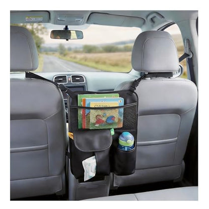Upgraded Car Mesh Bag Elastic Seat Back Mesh Bag With Paper Towel and Handbag Bracket and Back Seat Storage Bag for Children Pets and Travel Necessities. (black)