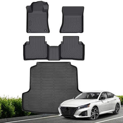Floor Mats & Cargo Liner for 2025 2024 2023 2022 2021 2020 2019 Nissan Altima, All Weather TPE Floor Liners Custom Fit Altima Heavy Duty Car Mats 1st & 2nd Row & Trunk Mat Accessories Black - style: 19) For Nissan Altima | 2019-2025 | Combo Set