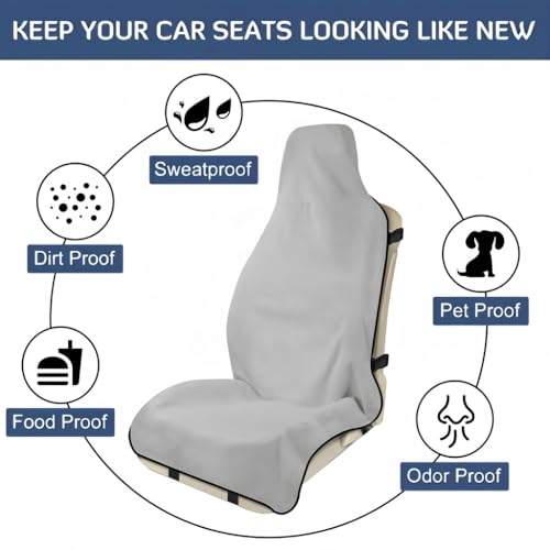 Car Seat Cover, Premium Auto Seat Towel Fit Cars SUV Trucks, Ideal Gift for Active People Who Work Sweat Swim Run Beach, Grey - color: Gray, size: 1pack