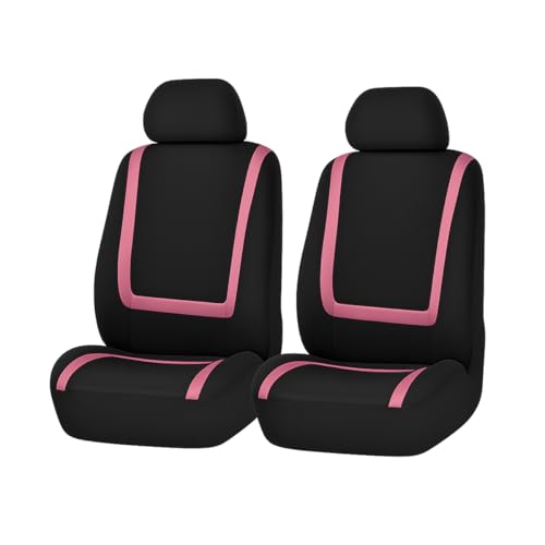 BELOMI Car Seat Covers Only, Breathable Premium Cloth Auto Seat Cover, Universal Front and Rear Seat Covers, Automotive Interior Accessories for Most Cars Trucks SUV (Black/Pink) - color: Black/Pink, size: 4PCS