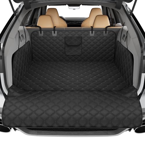 Simple Trending SUV Cargo Liner for Dogs, Waterproof Dog Car Seat Cover Mat for SUVs Sedans Vans, Universal Fit Pet Trunk Cover with Non-Slip Bumper Flap Protector, Black
