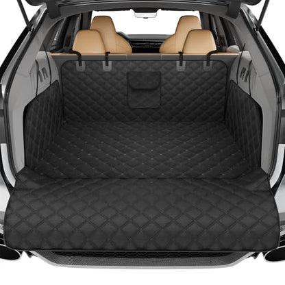 Simple Trending SUV Cargo Liner for Dogs, Waterproof Dog Car Seat Cover Mat for SUVs Sedans Vans, Universal Fit Pet Trunk Cover with Non-Slip Bumper Flap Protector, Black