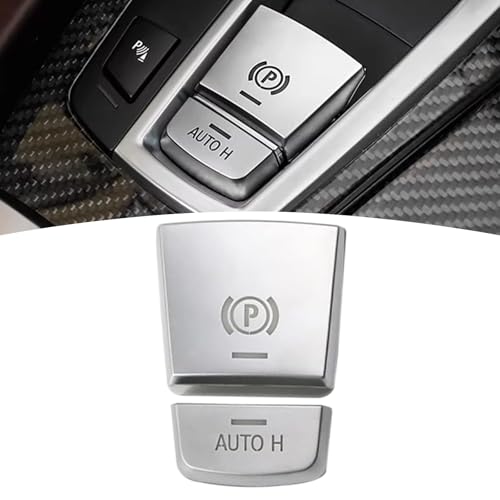 Silver Chromed Electronic Parking Brake Handbrake Switch Button Cover Compatible with BMW 5 6 7 X3 X4 X5 X6 F10 F06 F25 F26 F15 F16 handbrake Button Cover Patch Compatible with BMW Accessories - color: Silver Parking Brake Button Cover