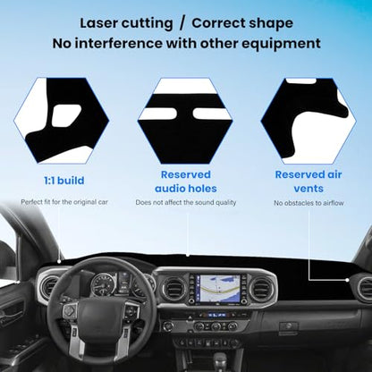 Dash Cover Mat Compatible with Toyota Tacoma 2016-2023 Car Interior Dashboard Cover Mat Nonslip Dashmat Sunshade Glare UV Rays Protector Accessories Custom Fit - size: Compatible with Tacoma 2016-2023