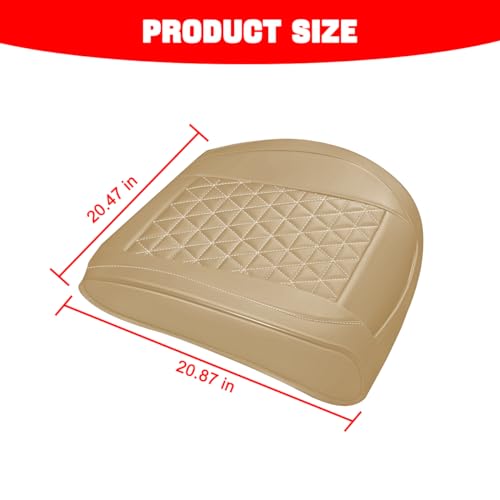 2PCS Leather Car Seat Cover, Vehicle Front Bottom Seat Protector Pad, Full Surrounded Waterproof Auto Seat Protective Cushion with Storage Pocket, Universal for SUV, Truck, Sedan（Beige） - color: Front/Beige