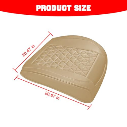 2PCS Leather Car Seat Cover, Vehicle Front Bottom Seat Protector Pad, Full Surrounded Waterproof Auto Seat Protective Cushion with Storage Pocket, Universal for SUV, Truck, Sedan（Beige） - color: Front/Beige