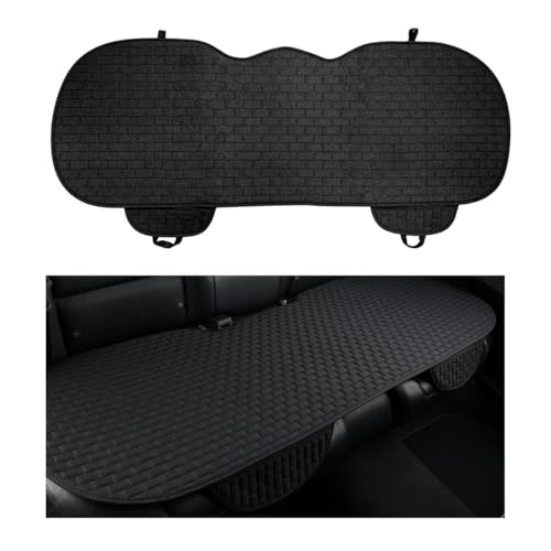 Back Car Seat Cover, Anti-Slip Breathable Linen Bottom Seat Protector Covers with Storage Pockets, Long Rear Seat Cushion Pad for Most Cars SUVs Truck Van (Black) - color: Black, size: Back