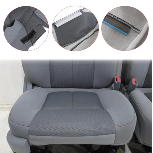 NLQR Driver Side Bottom Cloth Seat Cover & Replacement Seat Cushion Foam Pad Compatible with Ford F150 2011 2012 2013 2014 - color: Gray