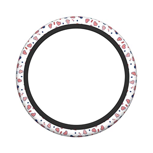 4th of July American Flag Steering Wheel Covers Universal 15 Inch Non Slip Neoprene Car Steering Wheel Protector Covers for Men Women - color: Black6