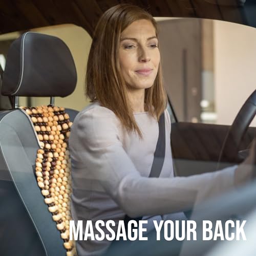 Zento Seat Beads Bead Seat Covers for Cars 2 Pieces of Natural Wooden Beads Back Massage Cushion, Bamboo Seat for Comfort in Your Travel Experience Cover Seats for Cars Beaded Car Seat