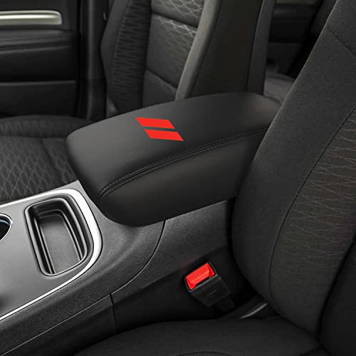 Car Center Console Armrest Cover for Dodge Durango 2011 2012 2013 2014 2015 2016 2017 2018 2019 2020 Leather Anti-Scratch Central Box Lid Protector Cushion Interior Accessories-Black Stitches