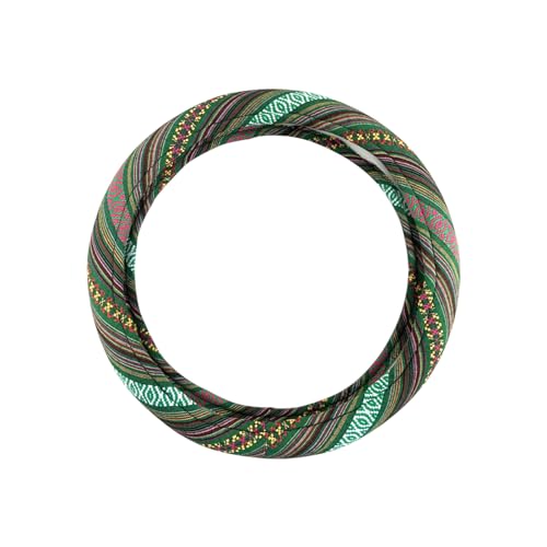 Universal 15inch Ethnic Style Baja Blanket Steering Wheel Cover with Coarse Flax Cloth and Sweat Absorption Anti Slip Car Wrap (Boho Green) - style: Boho Green