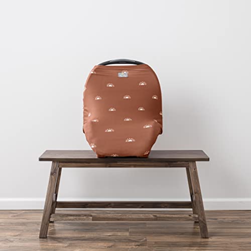 Itzy Ritzy 4-in-1 Nursing Cover, Car Seat Cover, Shopping Cart Cover & Infinity Scarf – Breathable, Multi-Use Nursing Cover Up for Breastfeeding, Carseat Canopy & Stroller Cover (Terracotta Sunrise) - color: Terracotta Sunrise