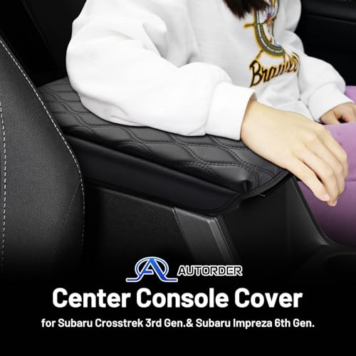 Autorder Center Console Cover for 2024-2025 2026 Subaru Crosstrek/Impreza Accessories Armrest Cushion Cover Nappa Leather Middle Console Covers Crosstrek/Impreza Console Cushion Pad Anti-Scratch - size: Subaru Crosstrek 2024-2026
