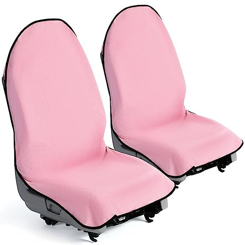 lebogner Car Seat Towel Cover for Post Gym Workout, Running, Swimming, and Hiking, 2 Pack Universal Fit Anti-Slip Waterproof Sweating Bucket Seat Protector for Cars, SUVs and Trucks, Pink - color: Pink - 2 Pack