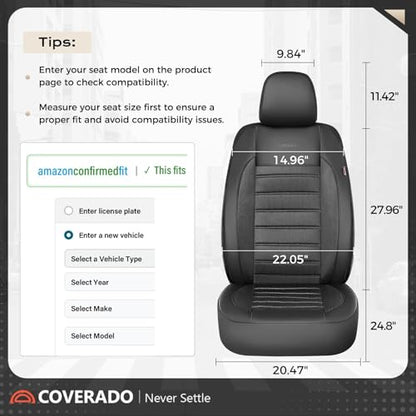 Coverado Car Seat Covers Full Set, Luxury Leather Car Seat Covers, Automotive Front and Rear Mesh Seat Covers, Full Set 5 Seats, Black Seat Covers for SUV Sedan Truck - color: Black, size: FullSet