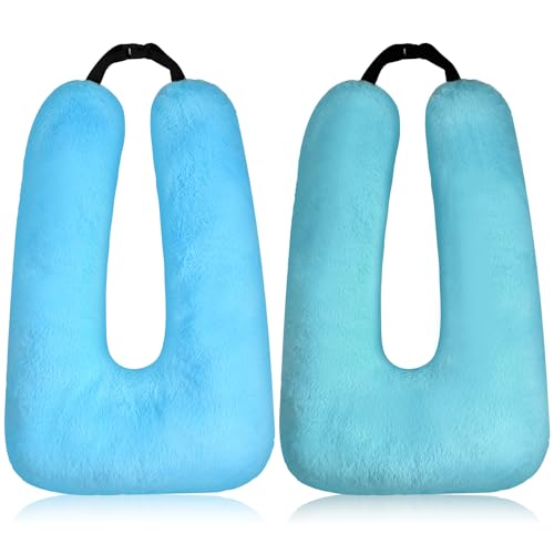 Barydat 2 Pcs Car Travel Pillow for the Back Seat 28 x 18 in Sleeping Reading Pillows for Distance Travel Car Cushion for Kids Adults Head and Body Support U Shaped Pad (Blue, Green) - color: Blue, Green