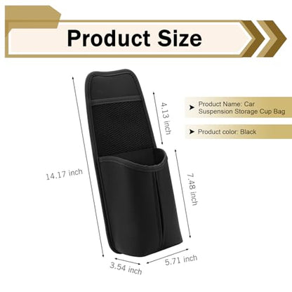 Car Tissue Holder, Car Leather Seat Side Hanging Storage Bag, Waterproof Multifunctional Hanging Card Cup Holder Storage Bag with Mesh Net, Universal for Most Cars (Black) - color: Black